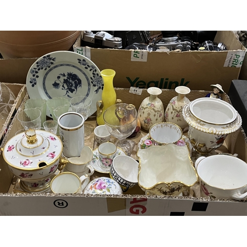 31 - Two boxes of ceramics and glassware