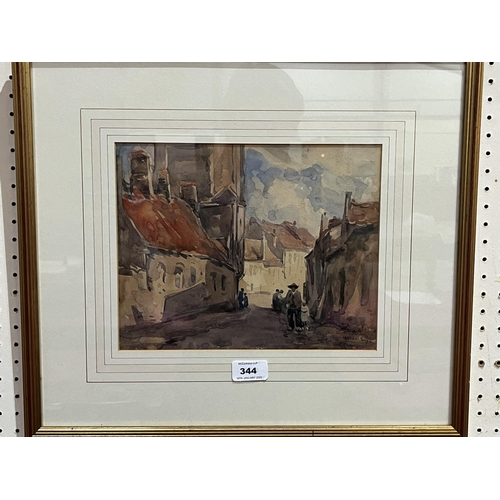 344 - FRANCIS YEATS. BRITISH 19TH/20TH CENTURY A street scene. Signed. Watercolour 9