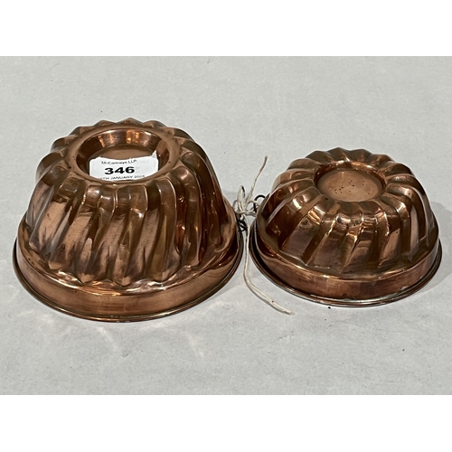 346 - Two copper and tinned jelly moulds, 5½