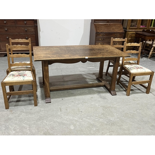 364 - An oak refectory table on chamfered square legs, 60