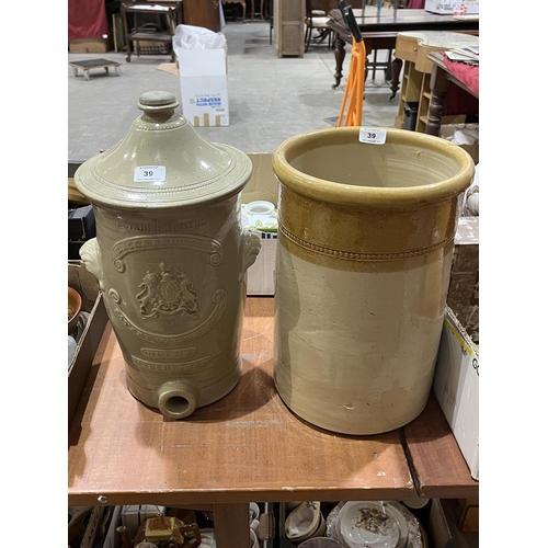 39 - A Victorian stoneware water filter and a stoneware jar