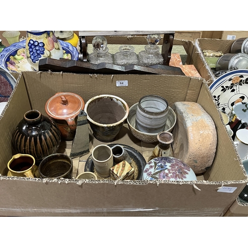 52 - Two boxes of studio pottery