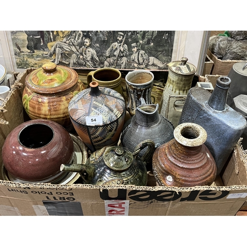 54 - A box of studio pottery