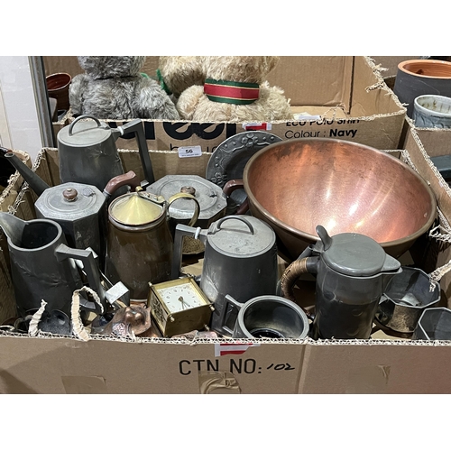 56 - Two boxes of sundry metalware