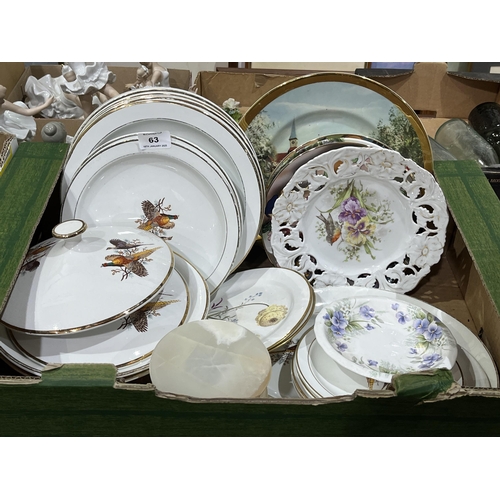 63 - Two boxes of dinnerware and decorative ceramics