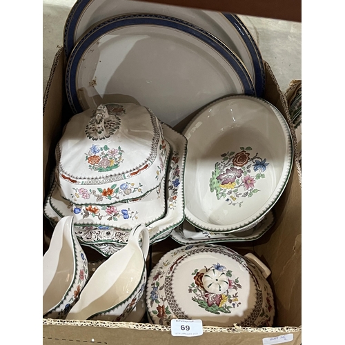 69 - Two boxes of Spode and other dinner and teaware