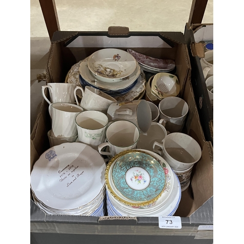 73 - Three boxes of ceramics & pottery