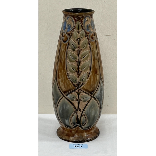 101 - A Royal Doulton stoneware vase decorated in Art-Nouveau style by Francis C. Pope. Signed initials. 1... 