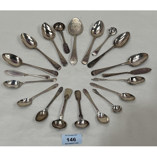 146 - A collection of miscellaneous silver spoons. 7ozs 12dwts