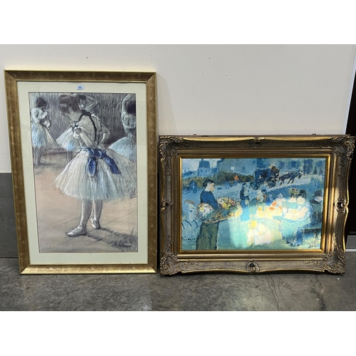 161 - Two large gilt framed prints after Degas and Picasso