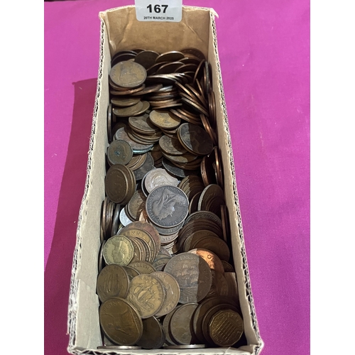 167 - A box of pre-decimal English coinage