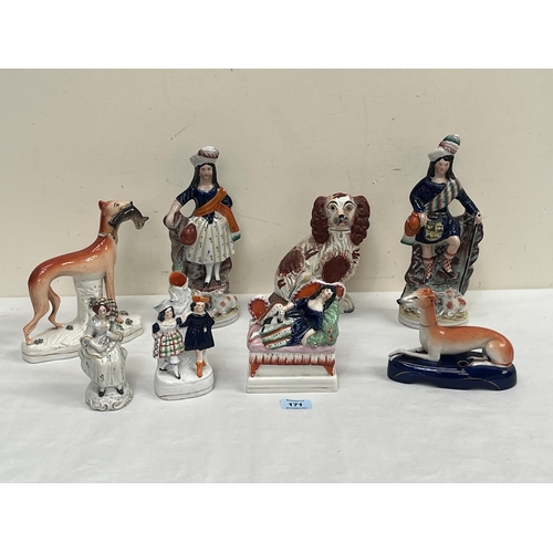 171 - Eight 19th century Staffordshire figures