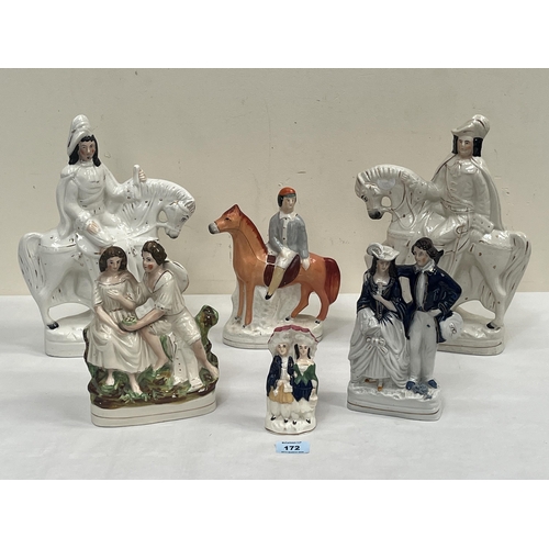 172 - Six 19th century Staffordshire figures