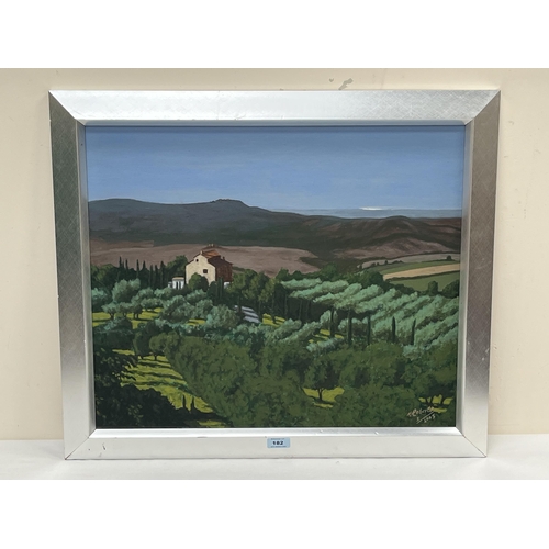 182 - KENNETH ROBERTS. BRITISH 20TH CENTURY Tuscany - Italy. Signed and dated 2005. Inscribed verso. Oil o... 