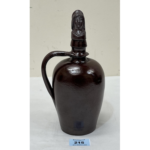 215 - A French Turgis stoneware Calvados bottle, the stopper moulded as a female bust. 9