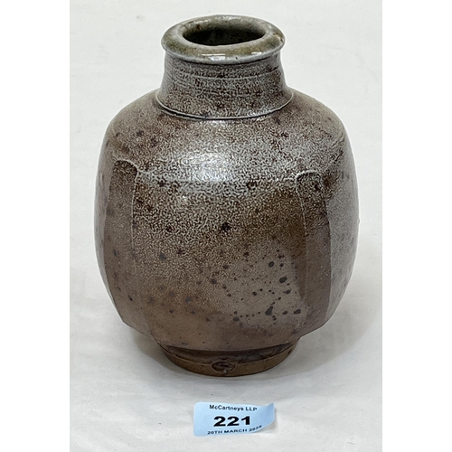 221 - PHIL ROGERS. BRITISH 1951-2020 A salt glazed stoneware bottle vase. Impressed artist's seal. 6¼