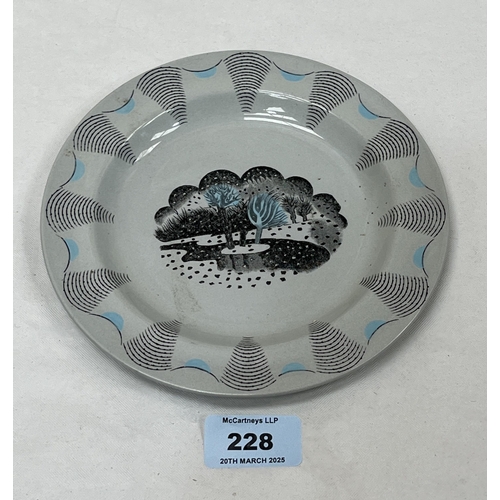 228 - A Wedgwood side plate decorated with the Travel pattern designed by Eric Ravilious. 7