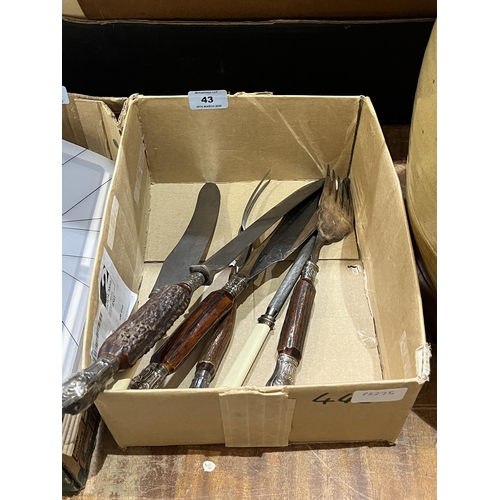 43 - A box of 19th century and later carving cutlery