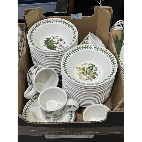 61 - 3 Boxes of Portmeirion, Botanic Garden ceramics. Approx. 120 pieces