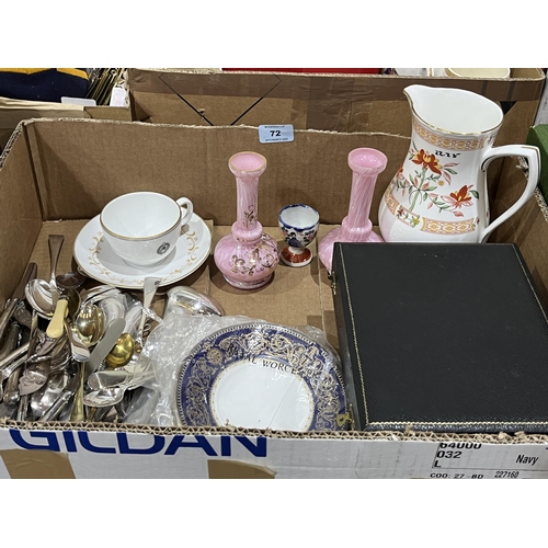 72 - A box of plated cutlery etc.