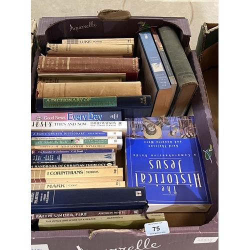 75 - Two boxes of books, Theology