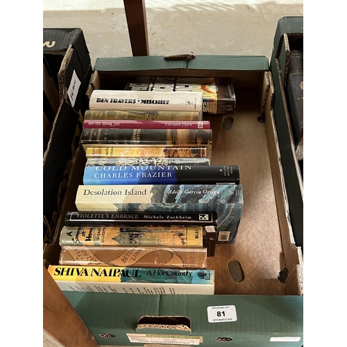 81 - Two boxes of hardback fiction