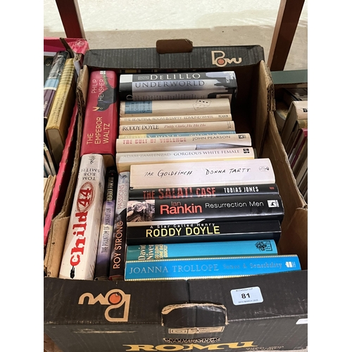 81 - Two boxes of hardback fiction