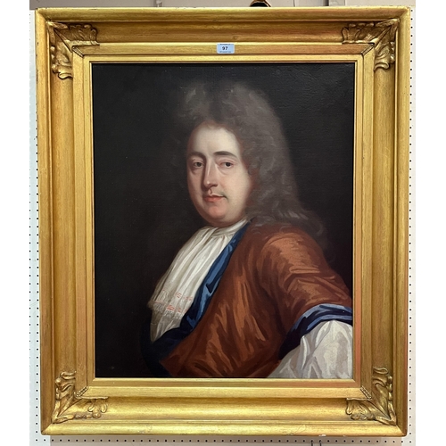 97 - MANNER OF SIR PETER LELY. 1618-1680 A portrait of a gentleman. Oil on lined canvas 29