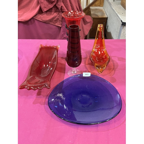 Five items of studio glassware