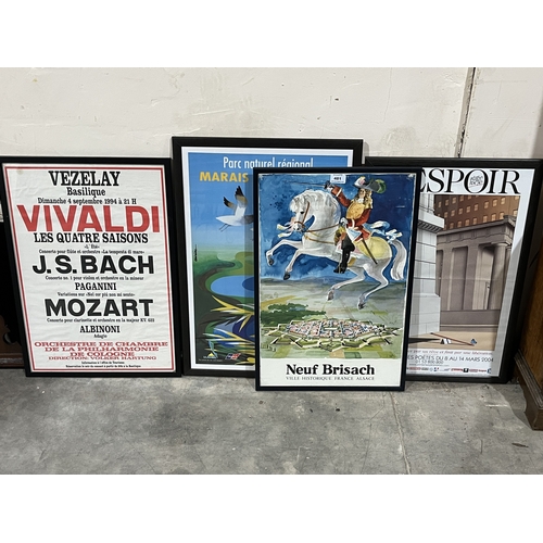 Four framed French posters