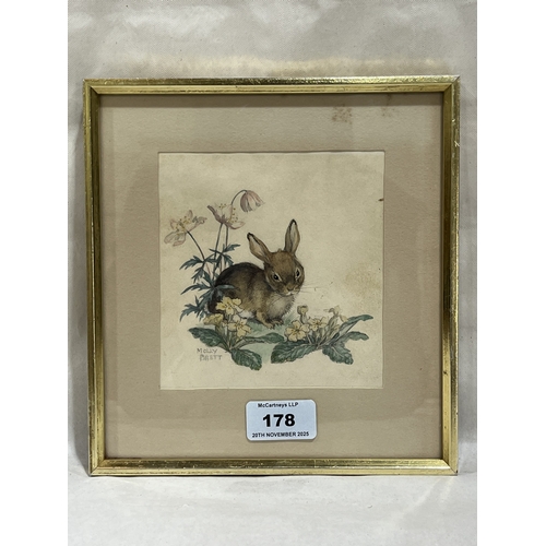 MOLLY BRETT. BRITISH 1902-1990 Rabbit and spring flowers. Signed ...