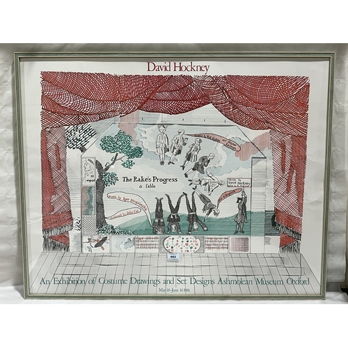 A framed poster for David Hockney Exhibition, Ashmolean, Oxford 1981 ...