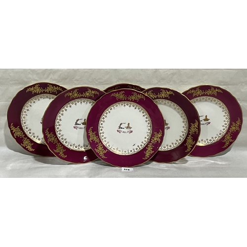104 - A set of six late 19th century armorial plates retailed by Daniell, London. Probably Coalport. 10in ... 