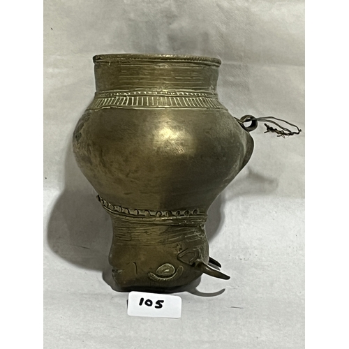 105 - An Indian Hindu brass cow shaped ritual dripping vessel or thara pathiram. 7in high