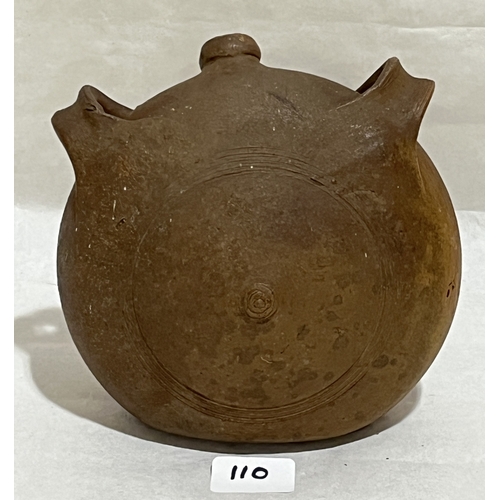 110 - A French stoneware costrel or pilgrim flask. 7½in wide