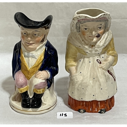 115 - Two 19th century Staffordshire Toby jug, the Judy example by William Machin. 9½in high