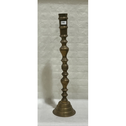 118 - A 19th century brass candle stand. 27in high