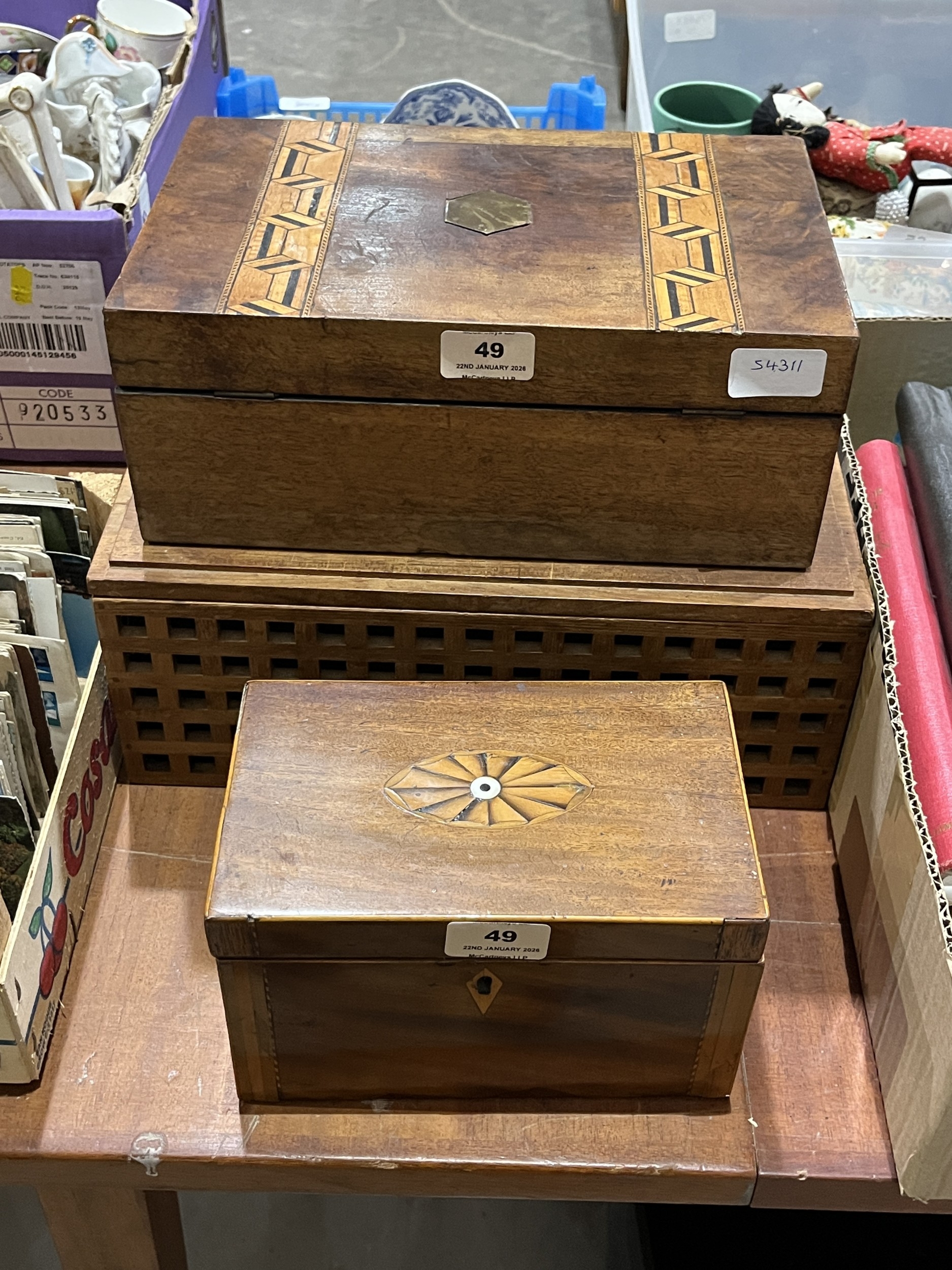 Three treen boxes