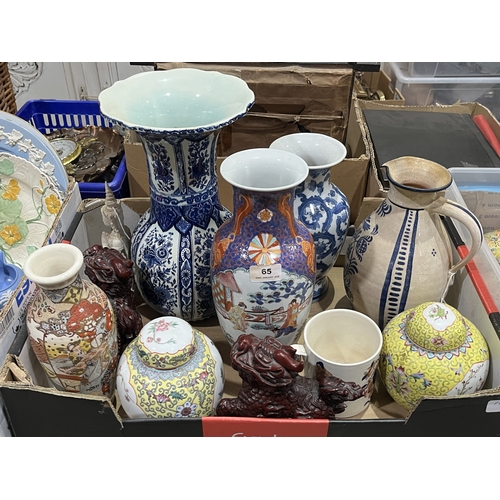 65 - Two boxes of oriental ceramics etc.