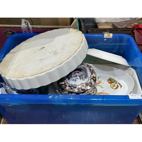 76 - Two boxes of ceramics and sundries