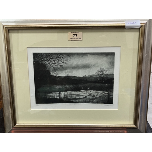 77 - An etching, Winter Pool, after M. Rodd. 7in x 10in
