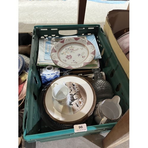 90 - Three boxes of ceramics