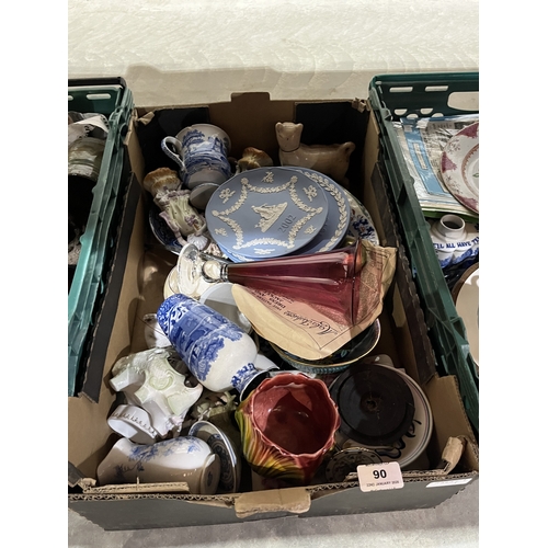 90 - Three boxes of ceramics