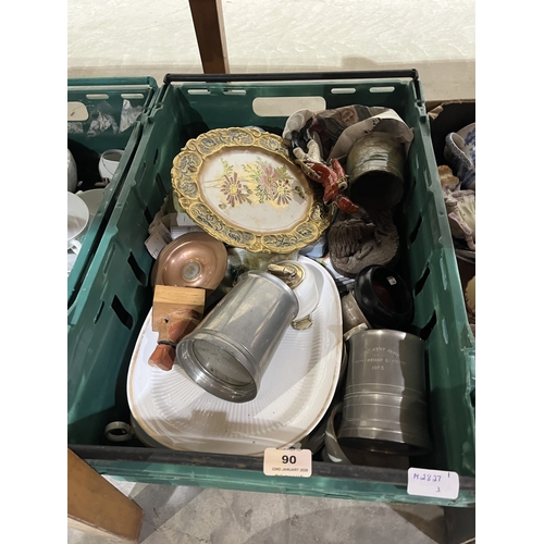 90 - Three boxes of ceramics