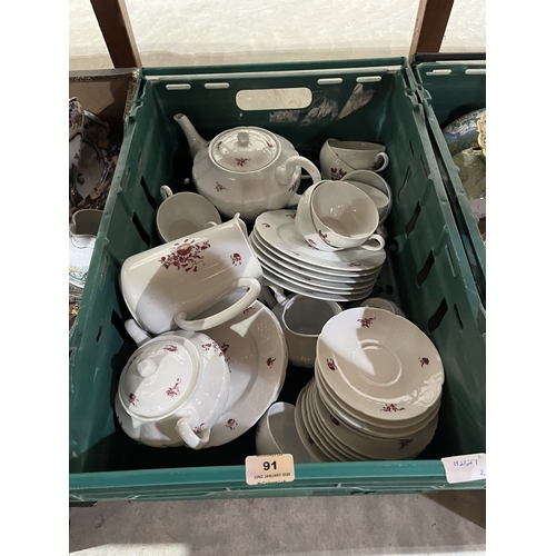 91 - Two boxes of ceramics and glassware