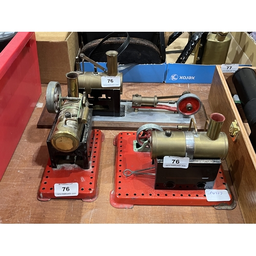 Two Mamod live steam stationary engines and a scratch built example