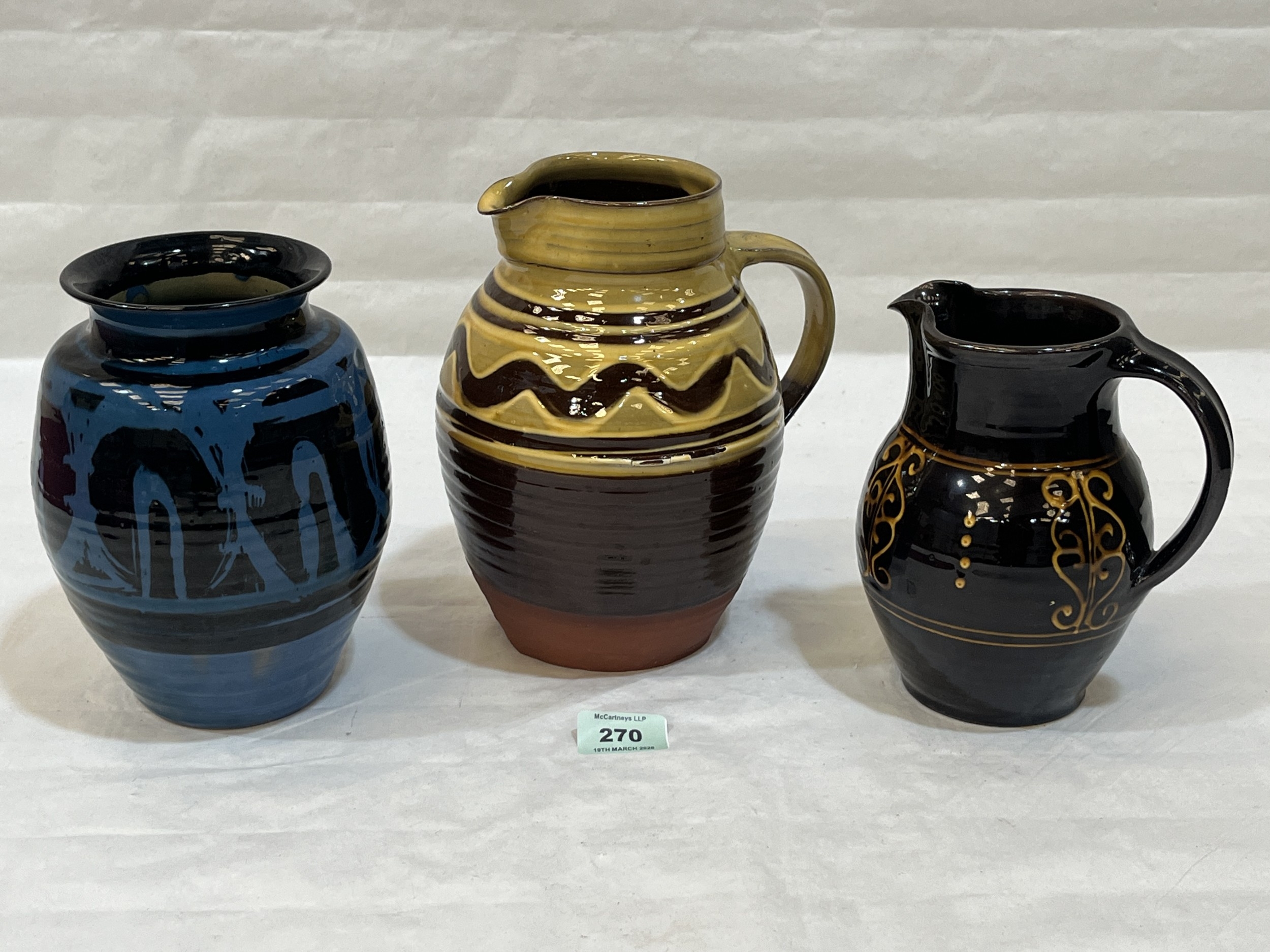Cotswolds Slipware. Ivan Martin (1913-1979) of Cricklade, a blue wax ...