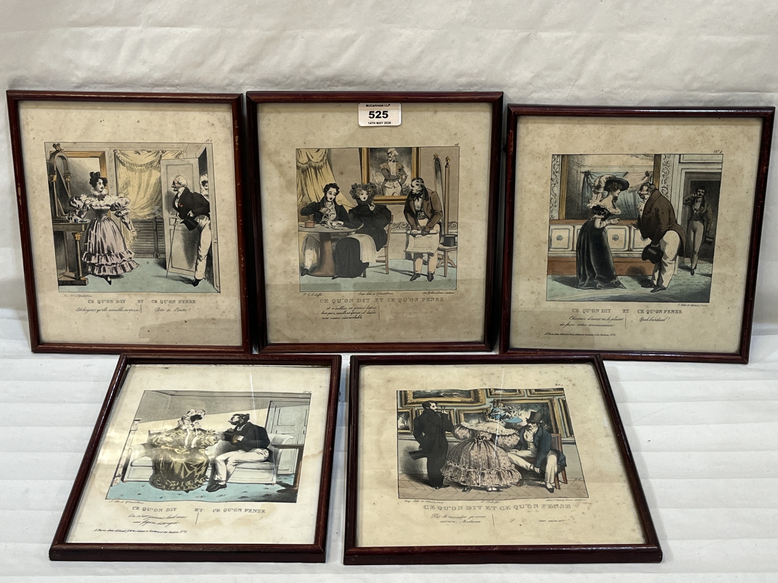 Five framed hand coloured lithographs by the Gihaut brothers from ...