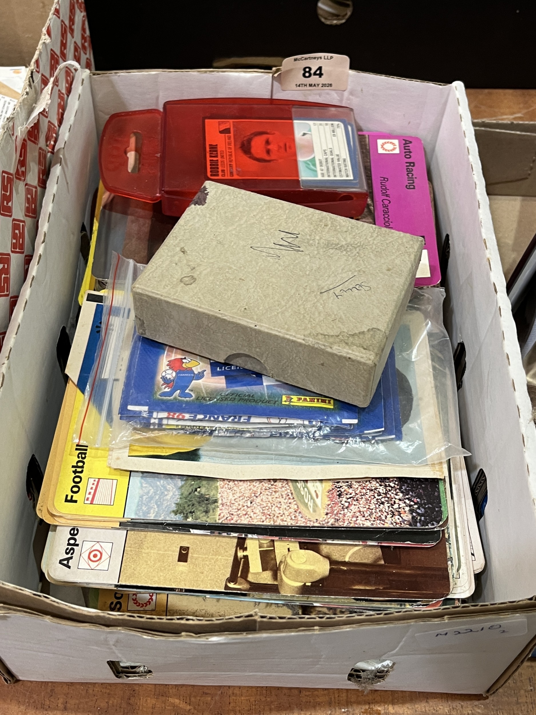 Two boxes of football match tickets and sporting ephemera
