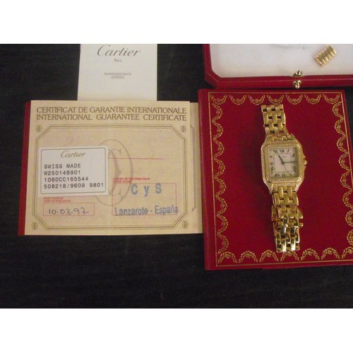 18ct gold Cartier panthere medium size watch with 3000 worth of